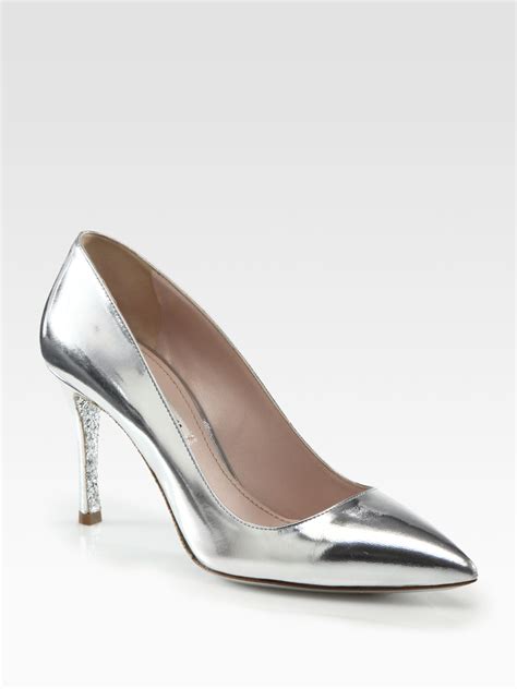 miu miu glitter sole pumps|Silver/slate Glitter Pumps .